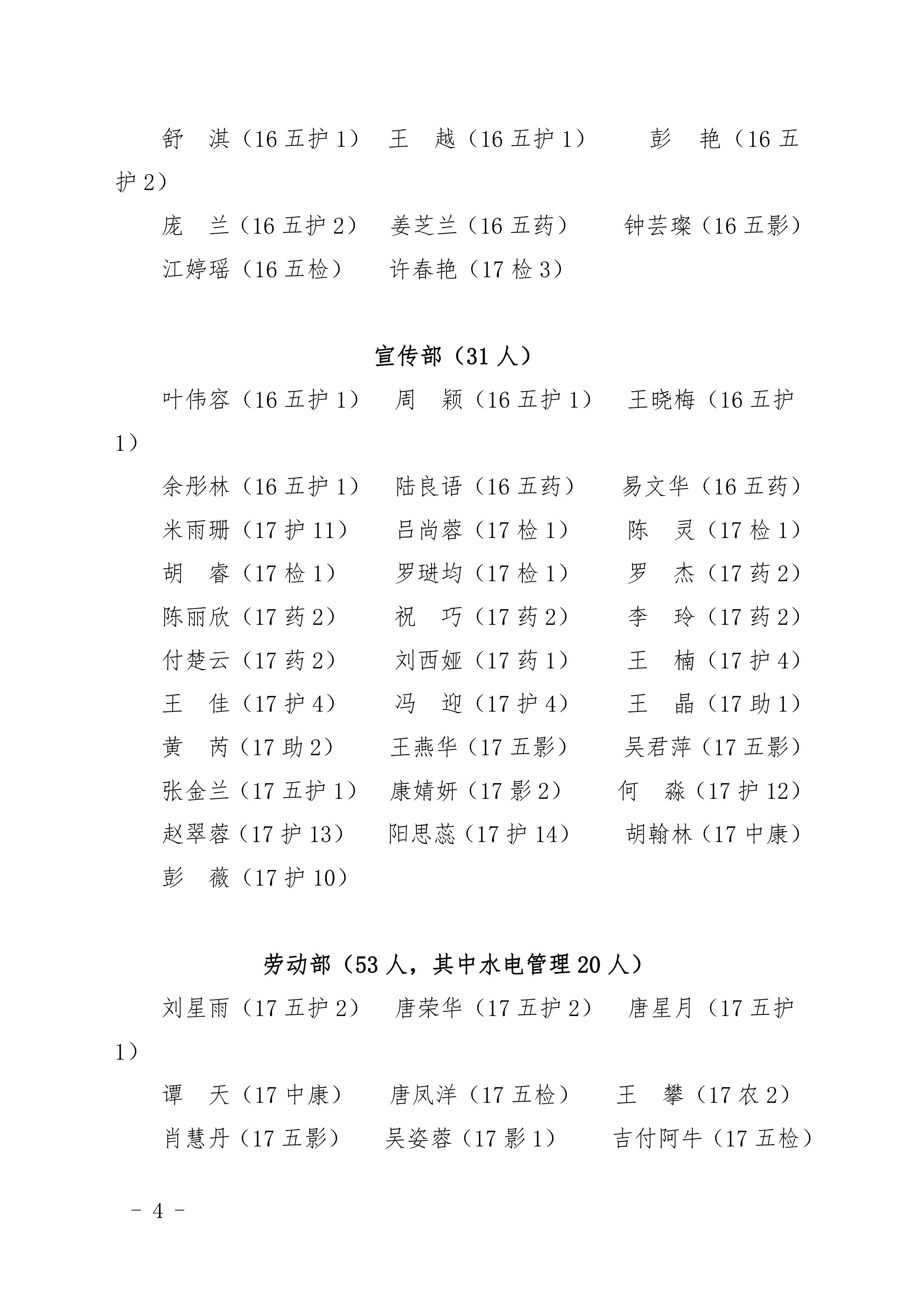 四川省南充卫生学校 关于任命第二十八届学生会干部的决定